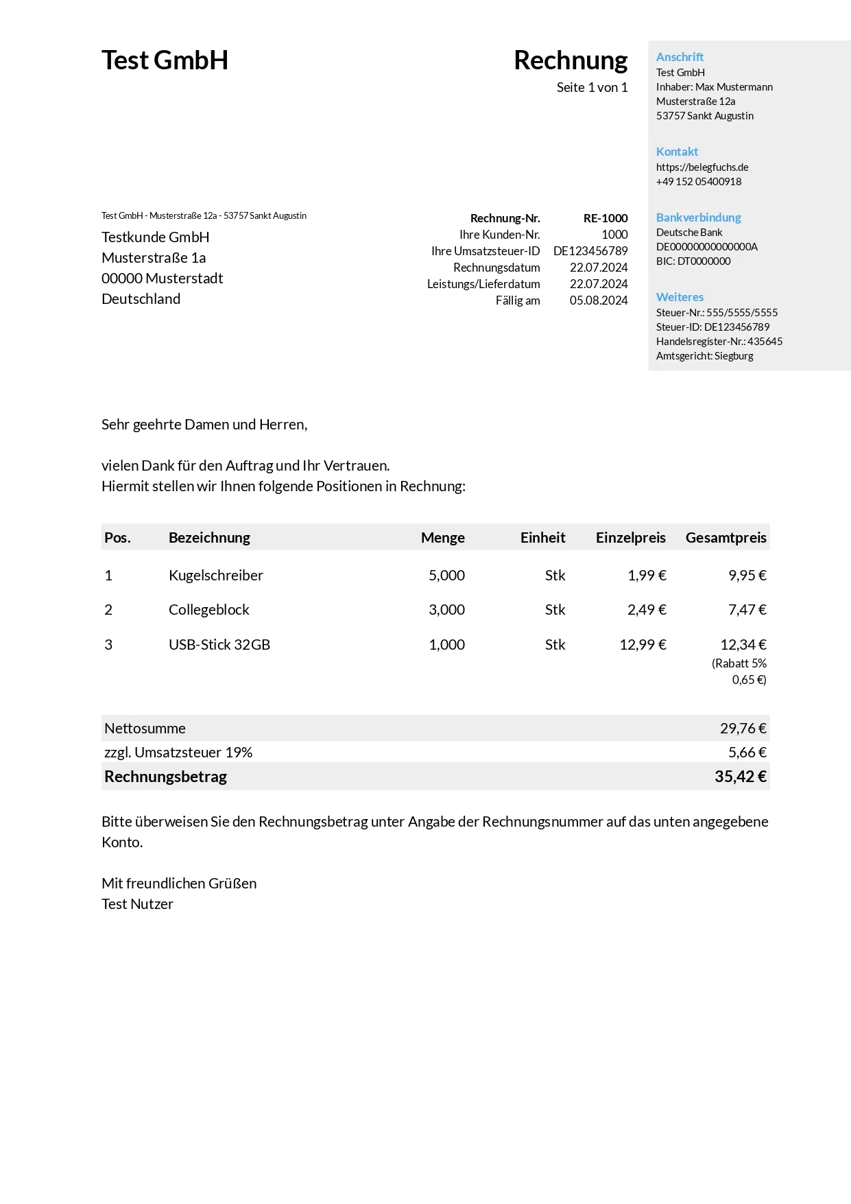 Rechnungsdesign Grau 2