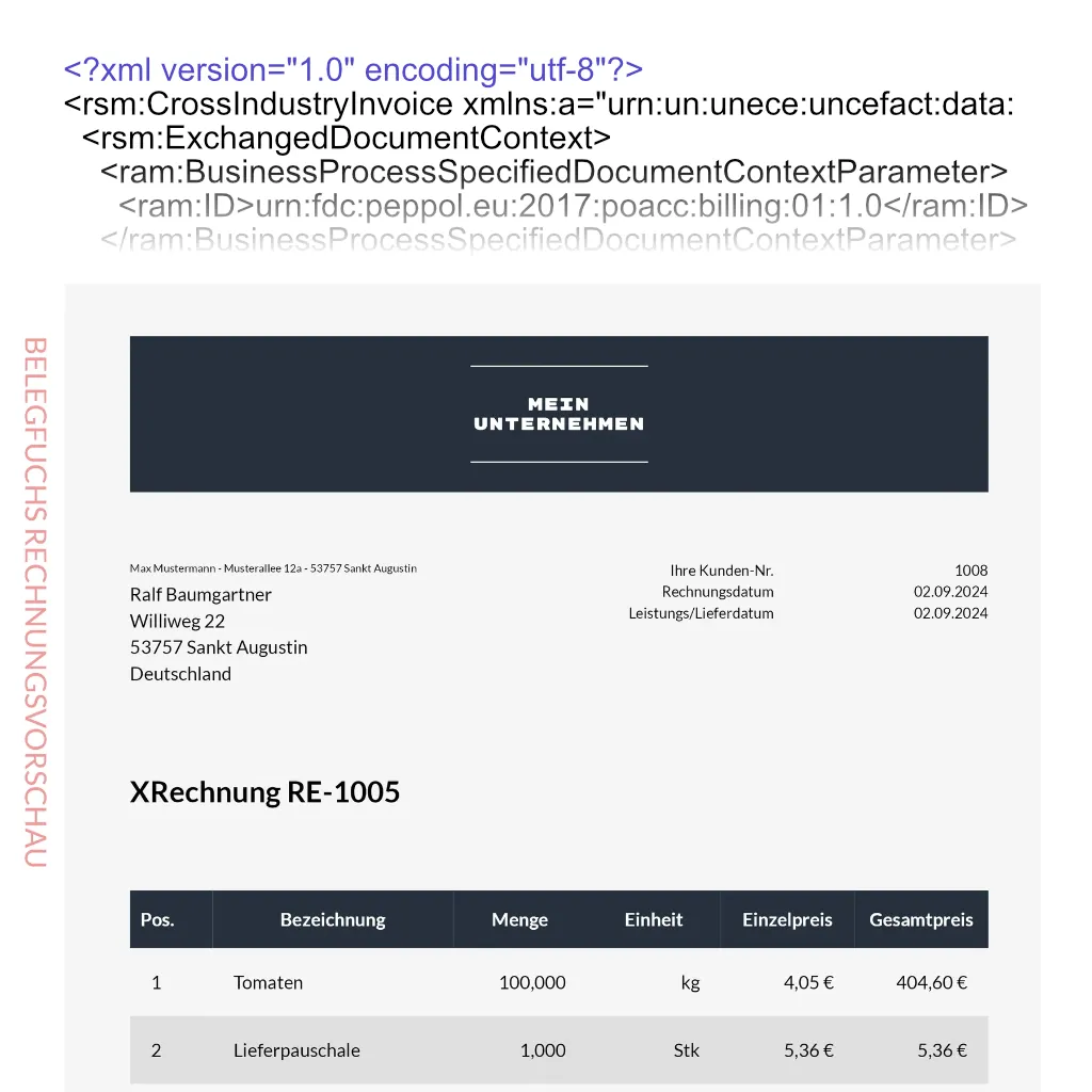 XRechnung XML Visualisierung